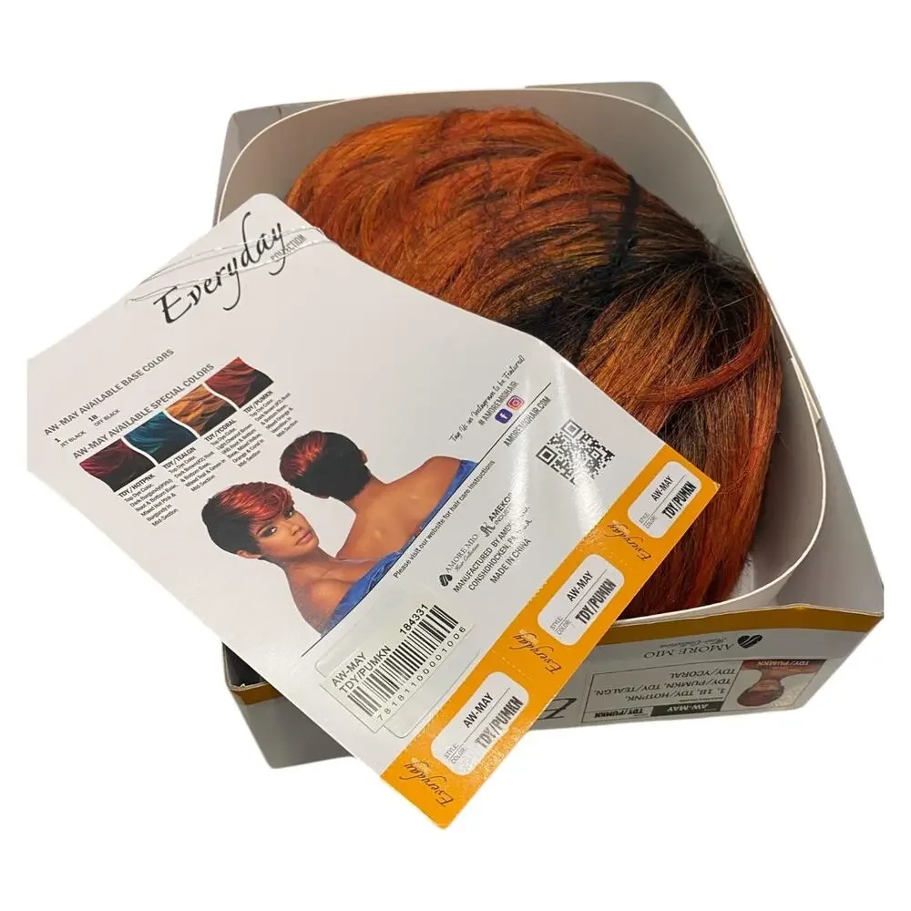 Amore Mio Fierce Boy Cut Pixie Wig AW-MAY TDY/PUMKN Orange Brown Synthetic NRFB